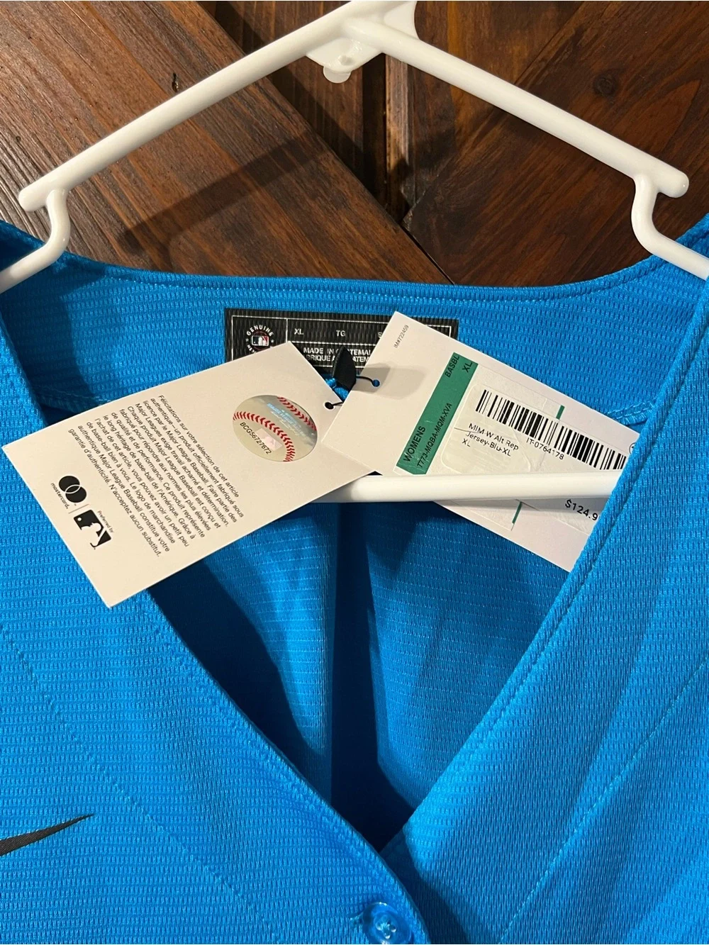 Nike Marlins Bright Blue Baseball Button-Up Jersey